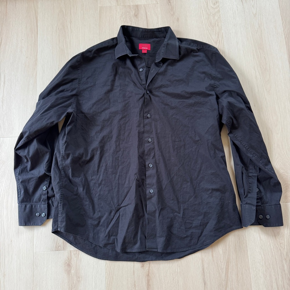 Alfani Mens Black Slim Fit Stretch Dress Shirt XL‎ 17 17.5 Neck 34-35 Sleeve